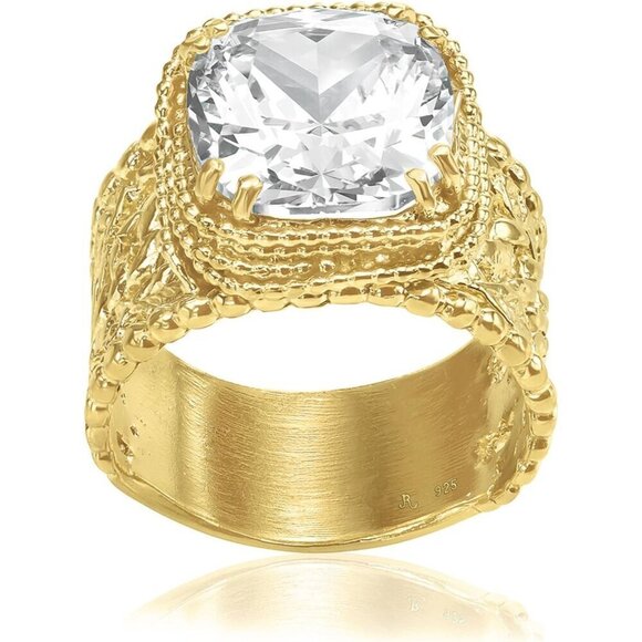 Women's  Gold Over Sterling Silver Statement Zirconia Granule Multi Strand Ring - Picture 5 of 8